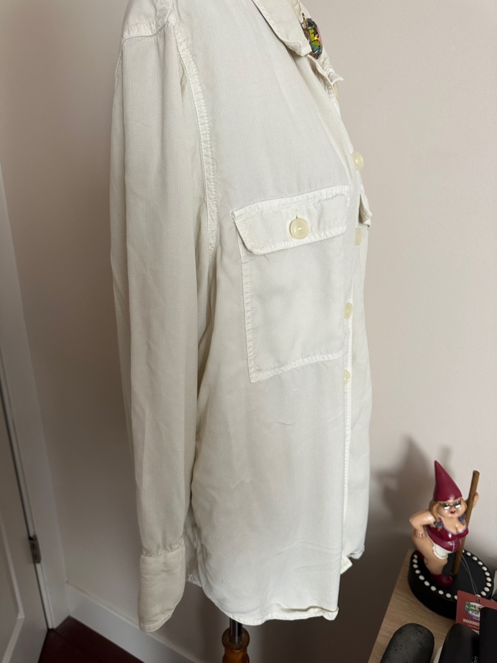 Thread & Supply Off-White Button-Front Utility Shacket Size Large - Picture 5 of 13